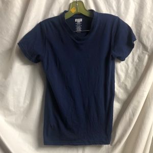 Girls 14/16 large blue v neck t-shirt euc